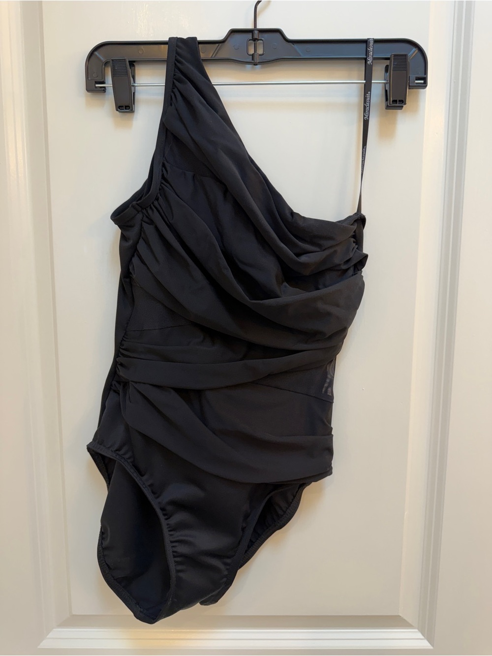 Miraclesuit Black One-Shoulder Ruched One-Piece Swimsuit - Mastectomy friendly